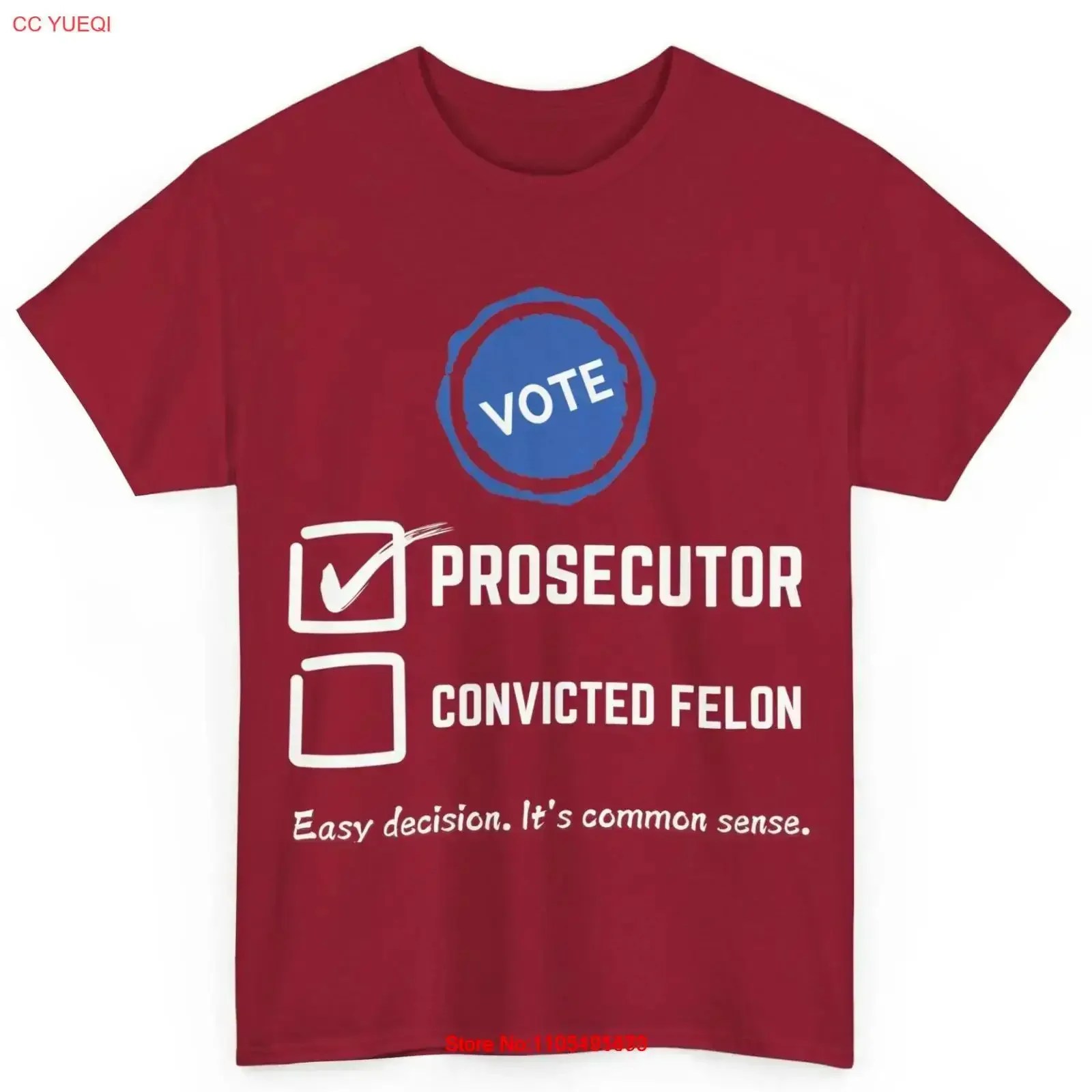 Harris Vote Prosecutor or Felon Election 2024 Cotton T Shirt vintage Washed Comfortable streetwear graphic Slightly Stylish