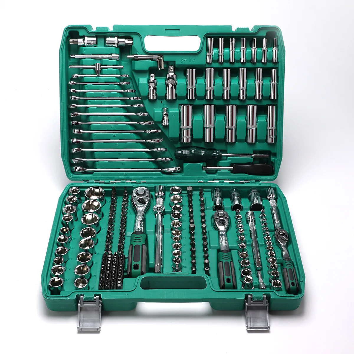 

216 Piece Green Portable Combination Spanner Wrench Set Cr-V Plastic Steel Manual Car Repair Hand Tools Socket Set
