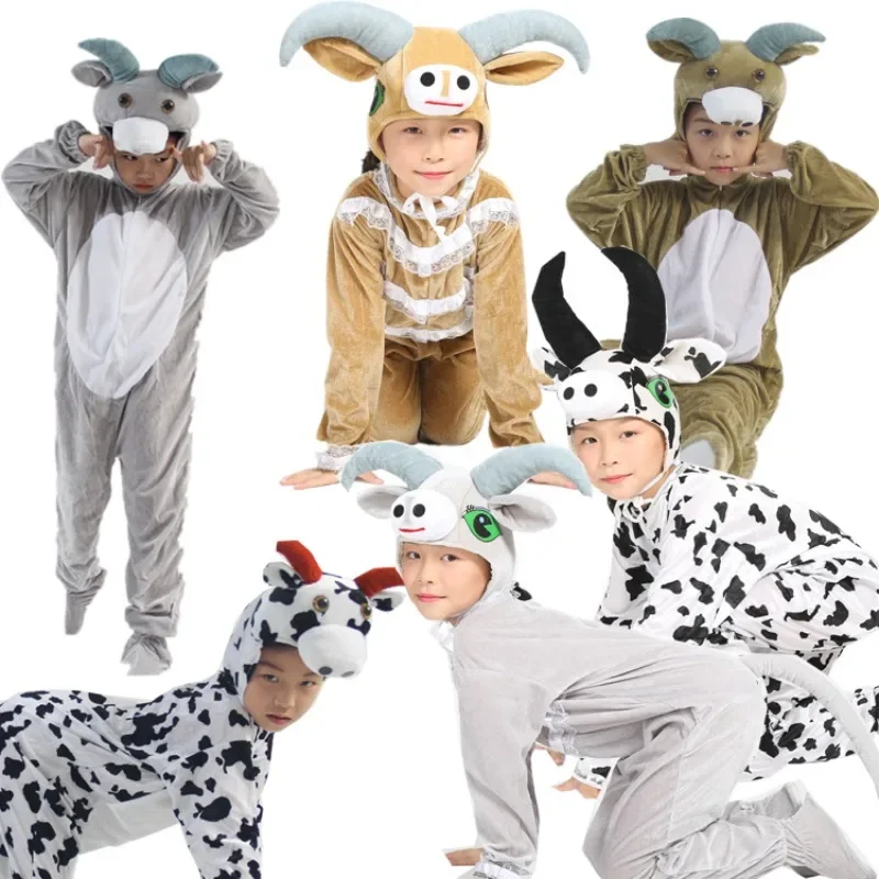 New Style Children Kids Toddler Cartoon Animal Milk Cow Costume Performance Jumpsuit Halloween Costumes for Boy Girl