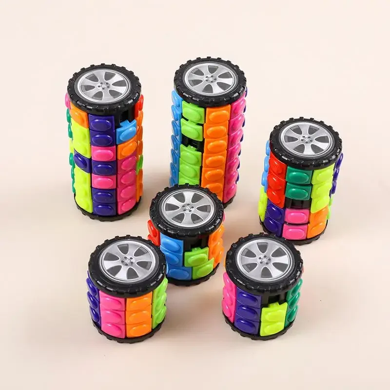 1Pcs Wheel Rotating Develop Intelligence DIY Cylindrical Puzzle 3D Corn Cube Tower 3/5/7 Layers Cylinder Stress Relief Toy