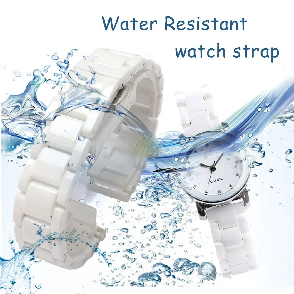 Ceramic watch bracelet 17mm 21mm white black ceramic strap wrist watch band not fade water resistant