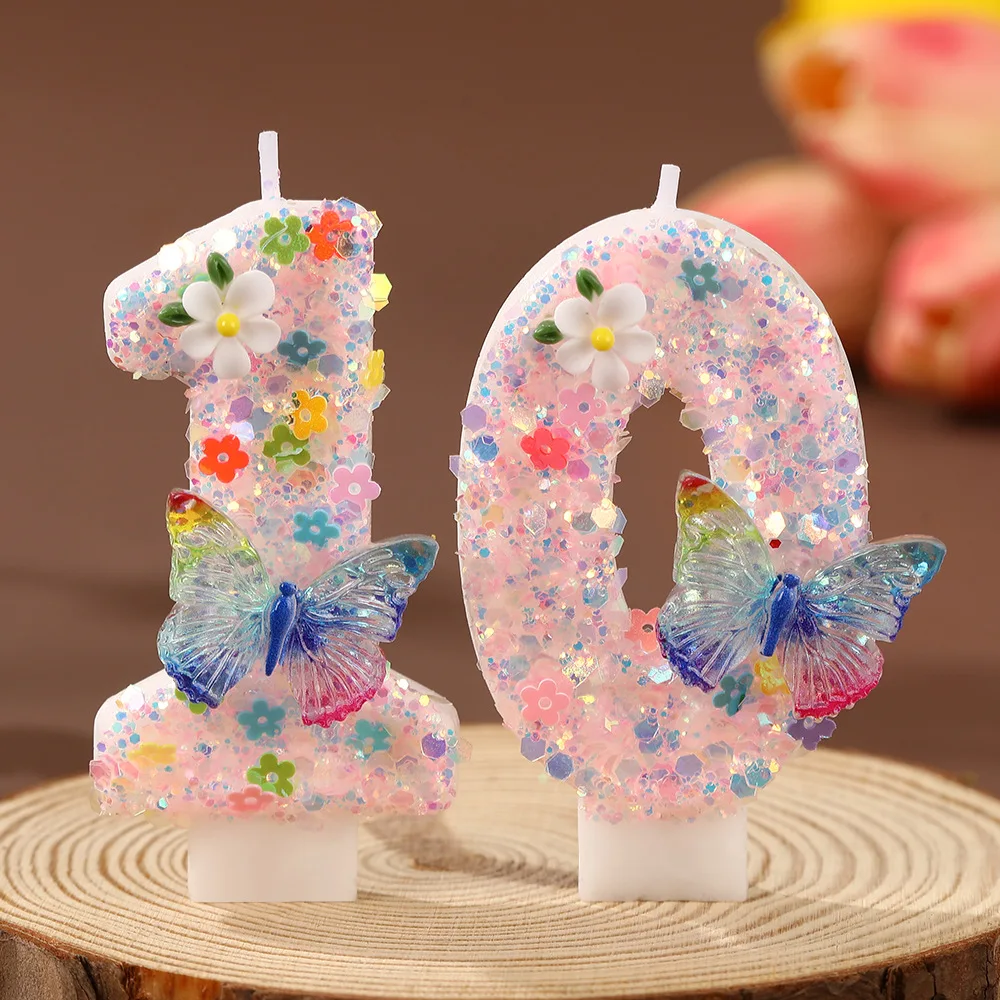 

Gradient Pink Butterfly 0-9 Digital Candle Birthday Candle Cake Decoration Candle Girl Birthday Party Atmosphere Ornament