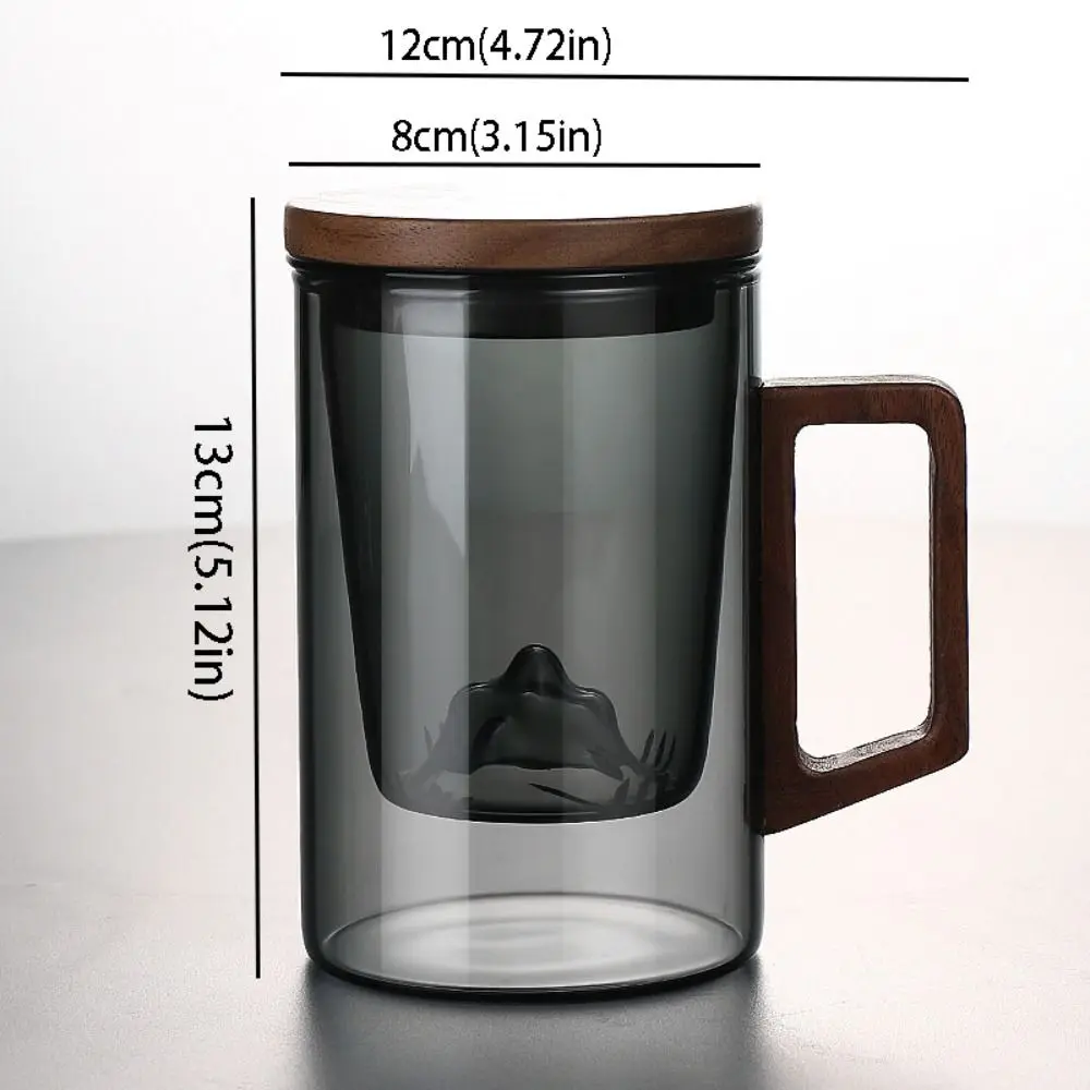 500ml Capacity Tea Separation Cup Heat Resistant High Borosilicate Glass Water Cup Belt Filter Wooden Lid Tea Making Mug