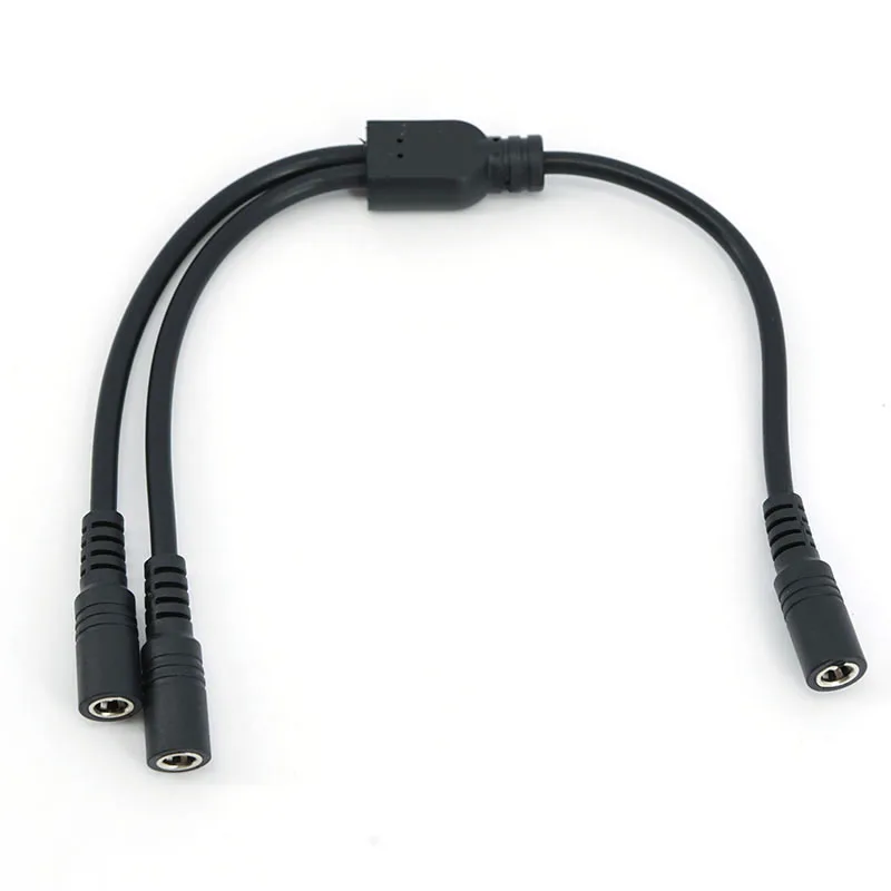 

10pcs 30CM 18awg 3 way DC female power adapter Splitter cable 1 female to 2 female 2 Way 5.5*2.1mm Connector Supply Extension T1
