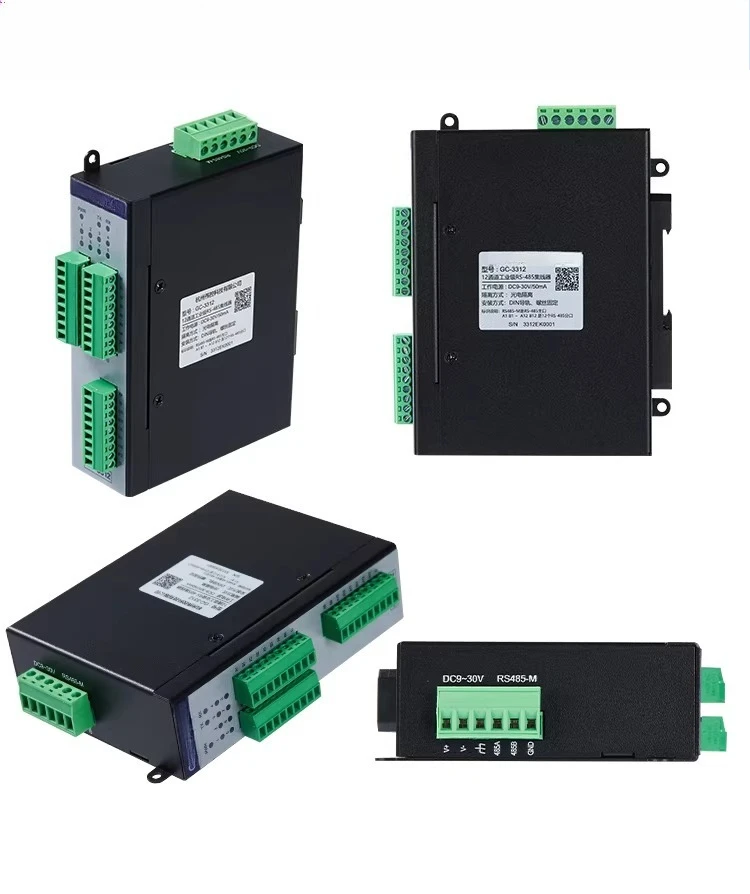 

12-port 485 hub, 12-channel repeater, sharer, splitter, opto-isolated, rail-mountable