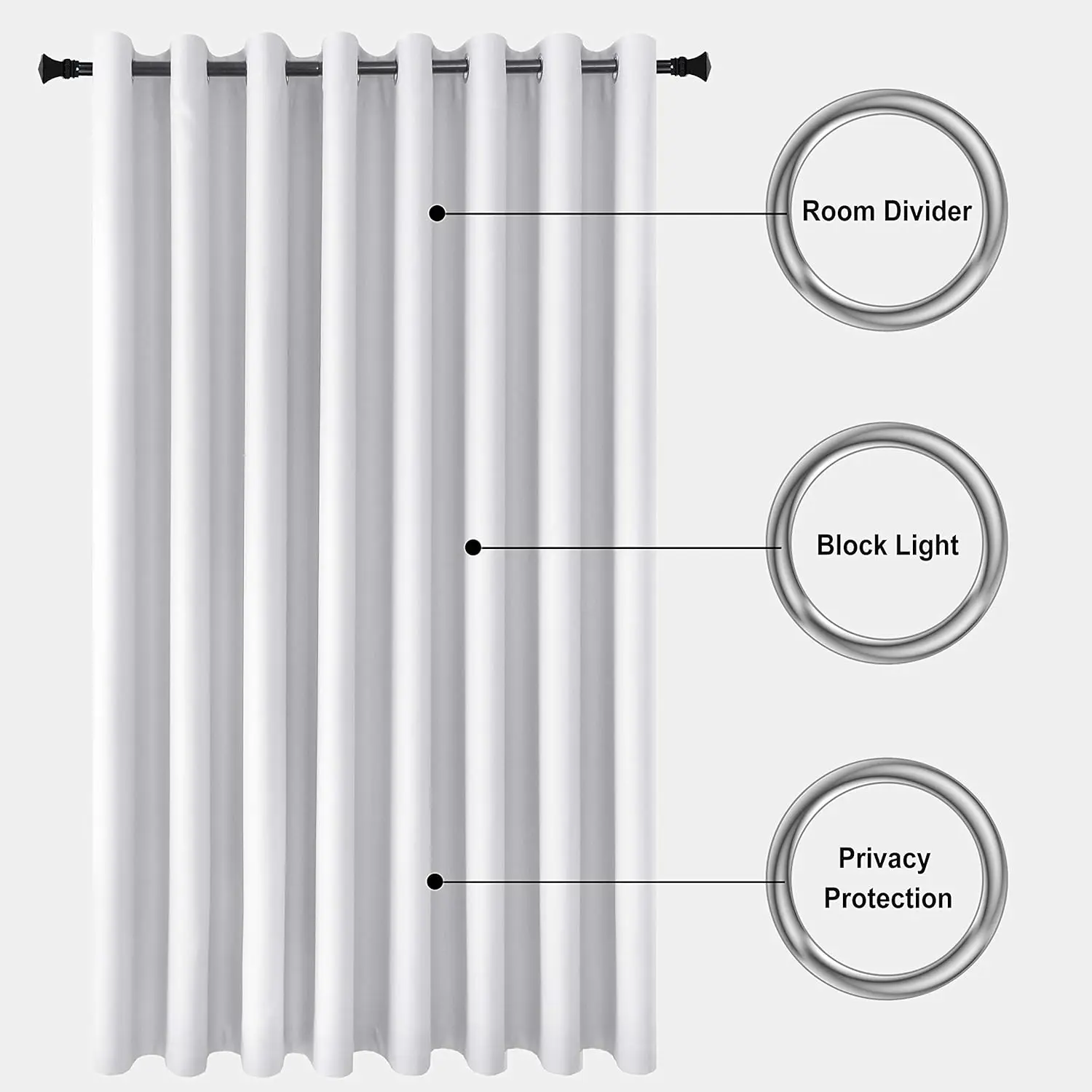 Dwcn Total Privacy Room Divider Blackout Curtain - Thermal Curtains For Patio Door, Living Room, Bedroom Partition And Shared