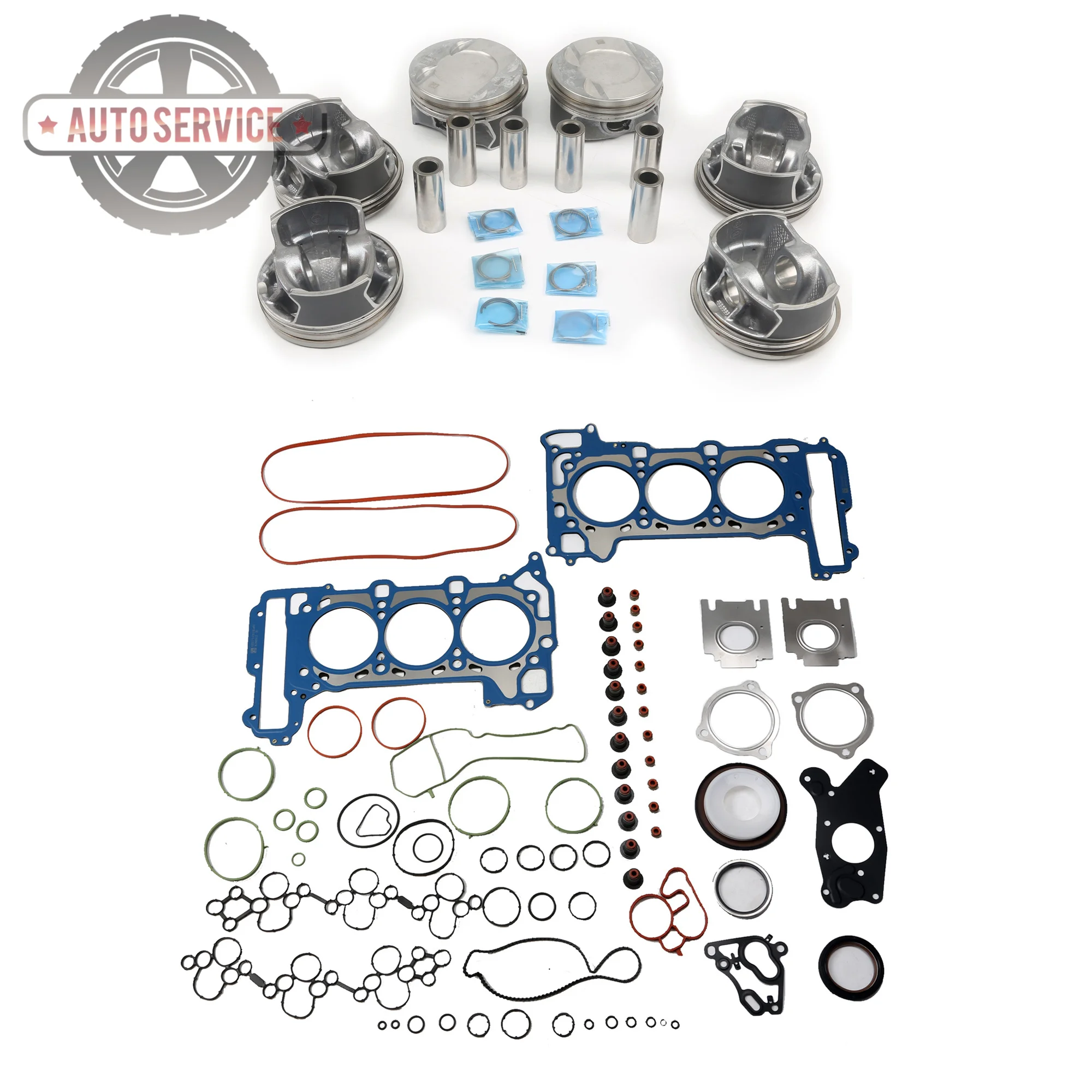 

06M107065AD EA839 3.0T Engine Cylinder Head Seal Gasket Kit Pistons & Rings Set for AUDI A4 A6 Q5 Porsche VW Touareg 06M198023T