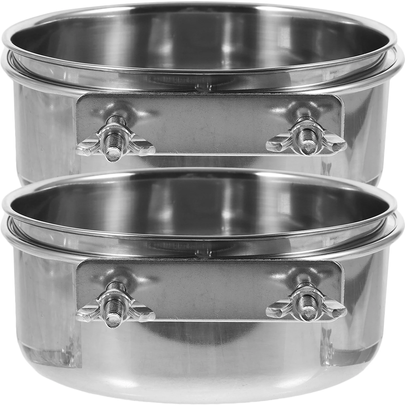 

2pcs Stainless Steel Bird Feeder Bowl For Parrot Cage Alloy Pet Feeding Cup Large Capacity Hanging Food Container For Rabbits