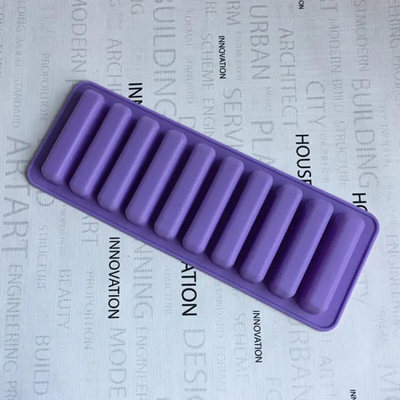 Long Strip Silicone Mold 10 Cavity Finger Shaped Chocolate Rectangular Cereal Chocolate Bar Cookie Ice Cube Trays Baking Tools