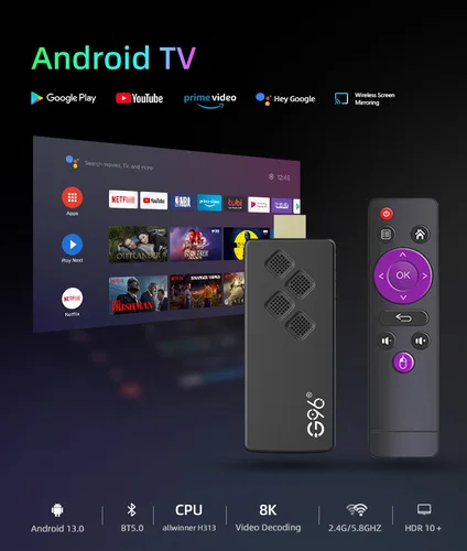 Versión Global Android13 AllwinnerH313 Smart TV Stick Netflix IATV 4K HDR10 + Dual 2.4G5GWifi Youtube Streaming Media Player Q2