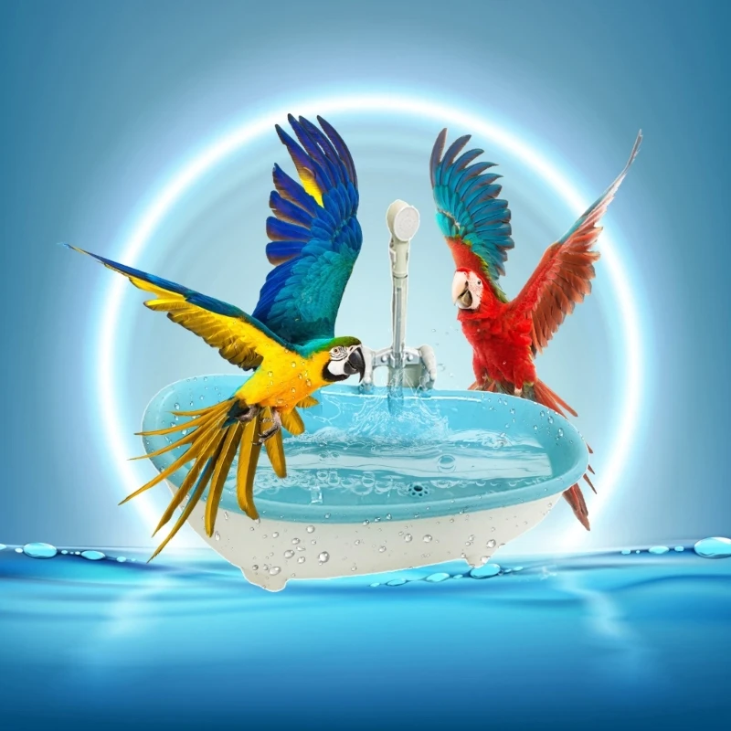 Plastic Bird Water Bath Bathtub Shower Parrot for Parakeets Lovebirds Pet Cage Intelligent Bowl Birdbath Bird Supplies