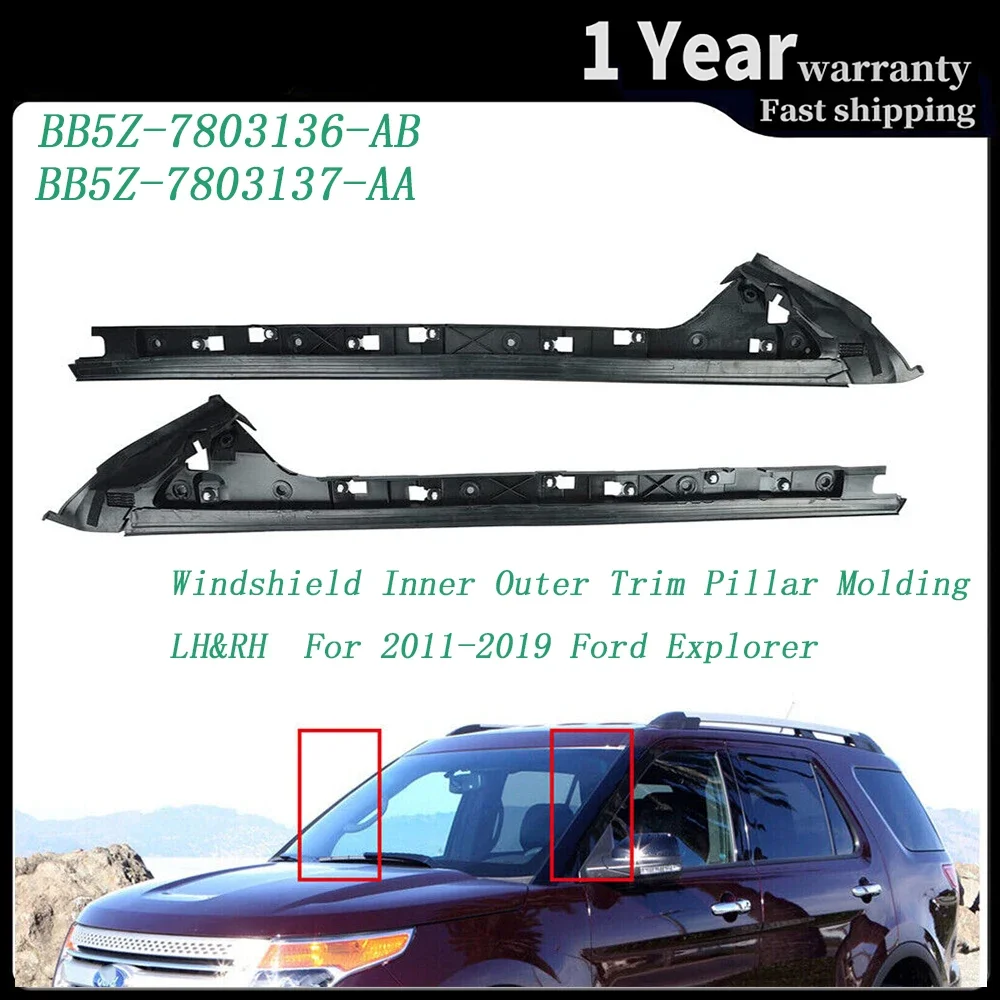 2 sztuk szyby boczne filar pokrywa dla 2011-2019 Ford Explorer szyba okienna zewnętrzna odlewnictwo wewnętrzna podszewka wykończenia okno samochodu części