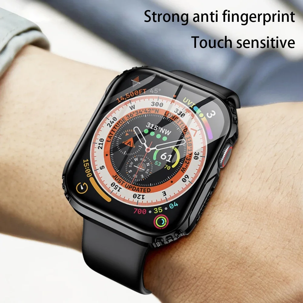 Стекло + чехол для Apple Watch Case 9 8 7 6 SE 5 4 iWatch Аксессуары Защитная крышка для экрана Apple Watch Serie 45 мм 44 мм 40 мм 41 мм