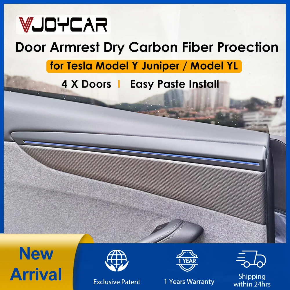 2026 New For Tesla Model Y Juniper Real Carbon Fiber Door Trim Car Interior Decoration for New Model YL 4 Door Carbon Stickers