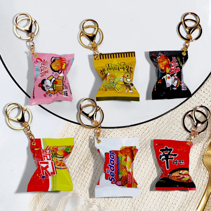 Simulation Instant Noodles Keychain On The Phone Mini Snacks Pendant Bag Pendant Car Key Ring Gifts For The New Year