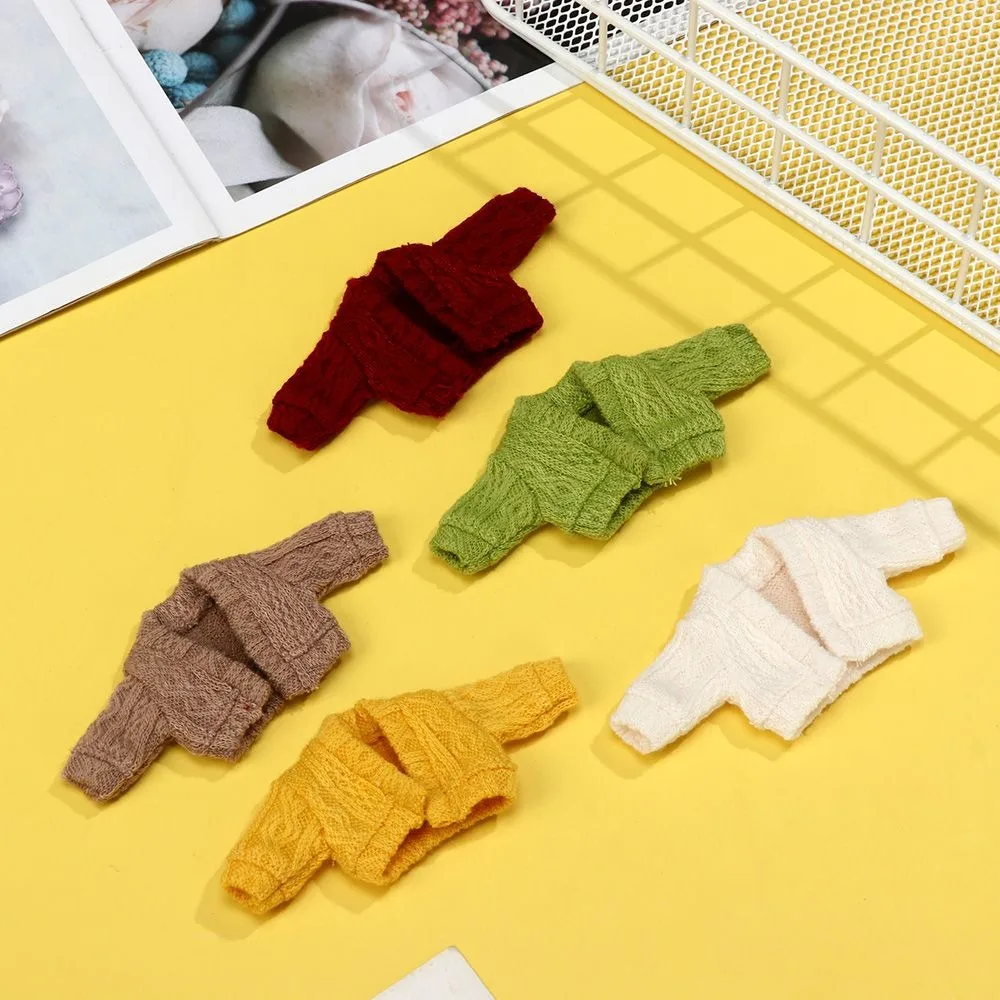 Lalka Mini dzianinowy sweter kardigany Casual Dress ubrania dla 1/11 1/12 lalki dla dzieci DIY zabawki prezentowe dla OB11 akcesoria dla lalek — zdjęcie 5