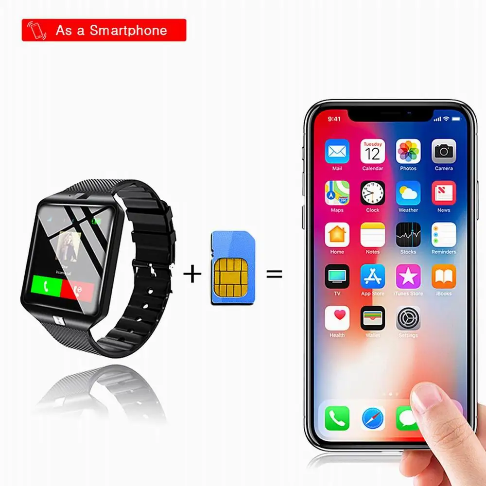 Reloj inteligente con Bluetooth DZ09, dispositivo con pantalla táctil, compatible con tarjeta SIM, varios idiomas, rastreador de Fitness deportivo,