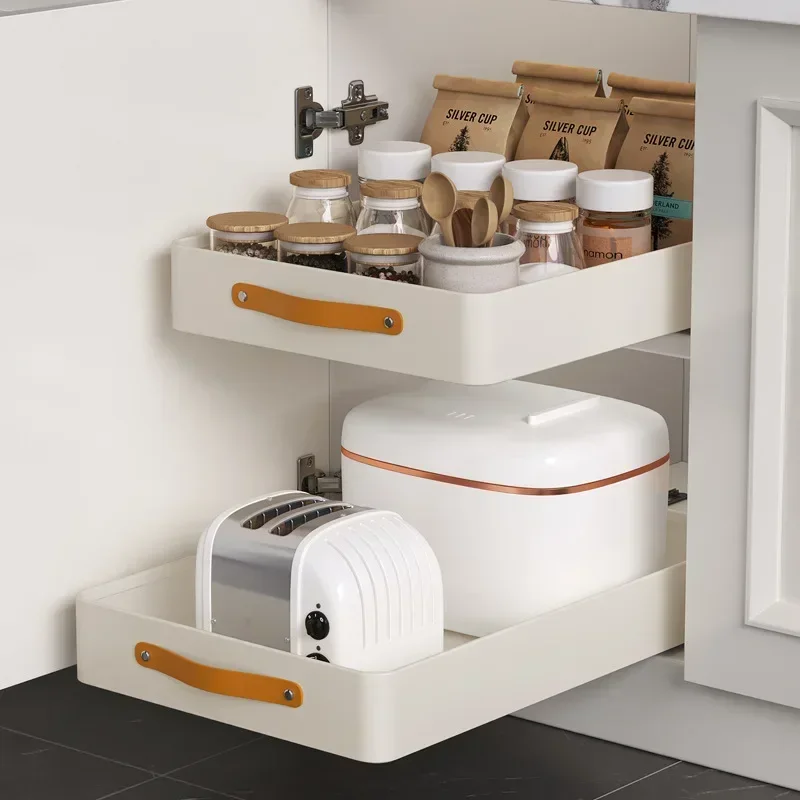 Kitchen Pull-out Storage Shelves, Under The Sink, Seasoning Dishes, Plates, Storage Boxes, Cabinet Pull-out Baskets