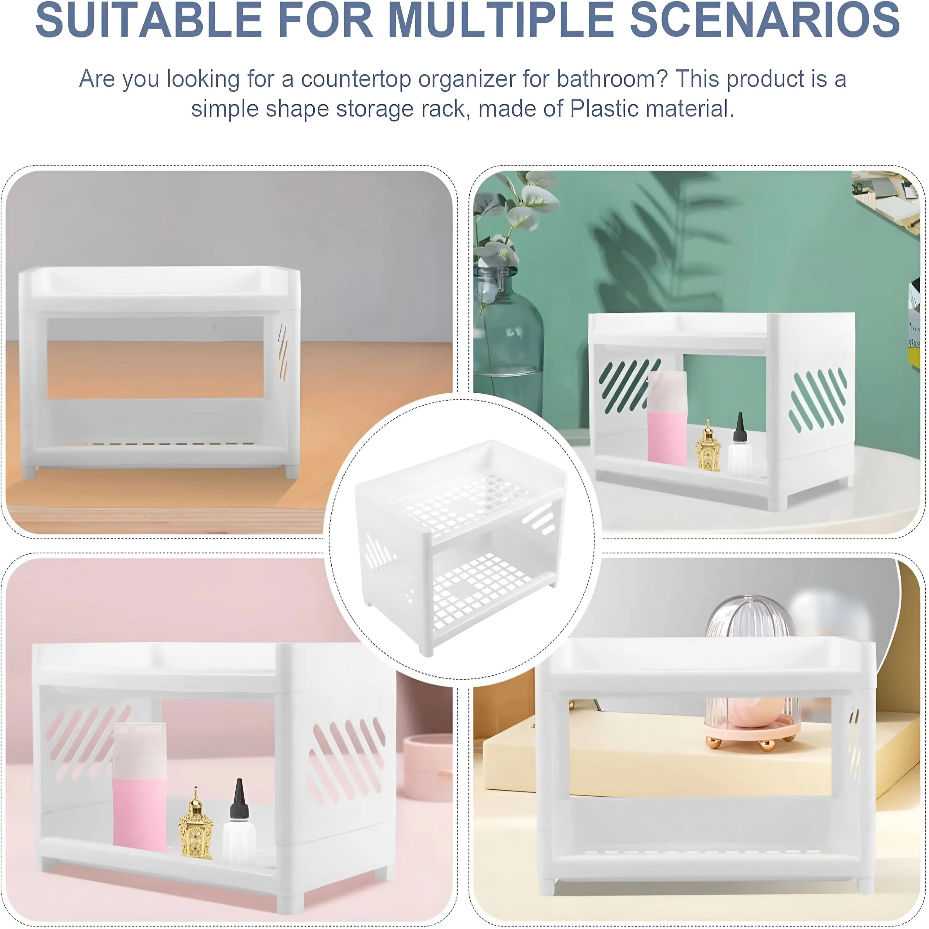 الحد الأدنى سطح المكتب طبقة مزدوجة تخزين الرف المنزلية البلاستيك الحمام القرطاسية الصغيرة تنظيم الأبيض النقي متعدد الوظائف