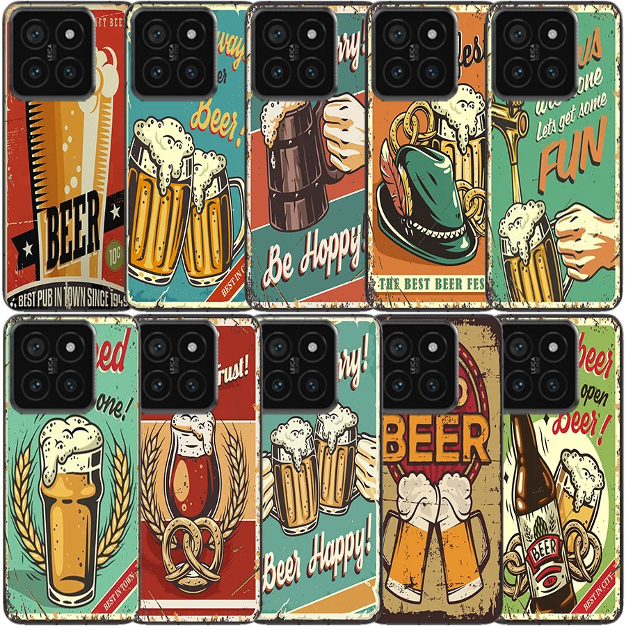 Beer Cup Barley Vintage Rusty iron plate Clear Phone Case For Xiaomi Mi 13 12 12T 11 11T 10 10T Pro 11i 9 9T 8 Lite CC9E A3 A2 T