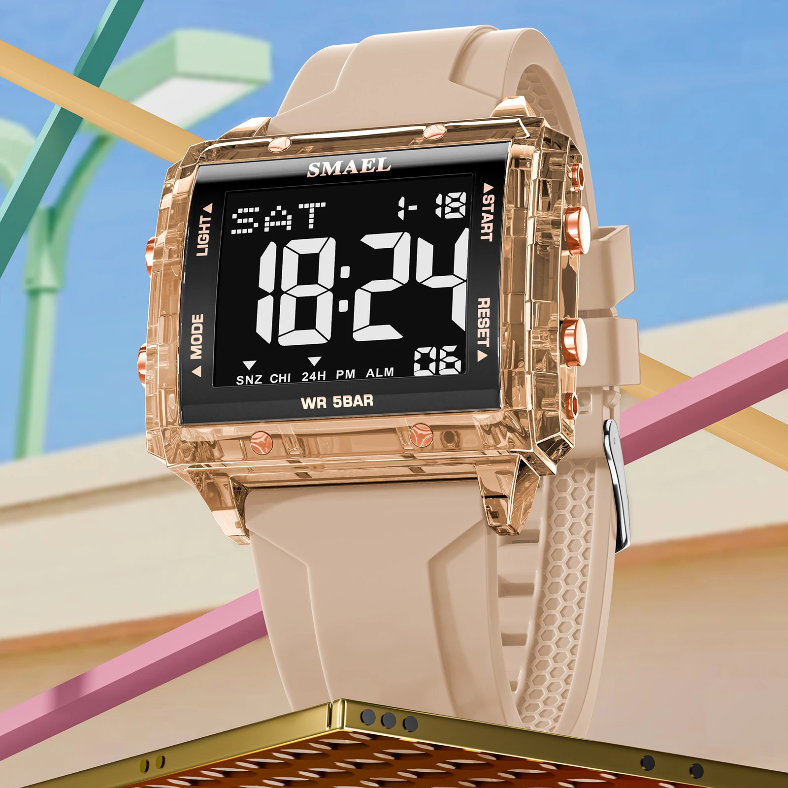 SMAEL 8128 Men's Digital Sport Watch - 50M Waterproof LED Backlight Alarm Chronograph Stopwatch Shock Resistan