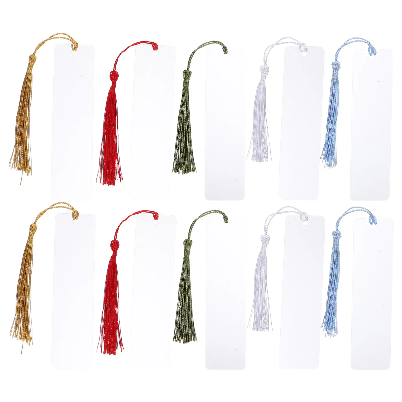 1Set Clear Acrylic Bookmark Blanks with Vibrant Tassels Transparent DIY Bookmarks for Crafting School Gifts Page Markers Blank