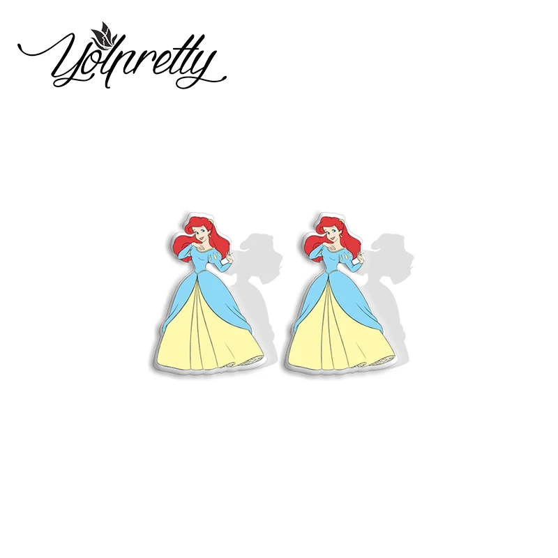 2024 New Ariel Princess Little Mermaid Fairy Stories Epoxy Handcraft Acrylic Stud Earrings