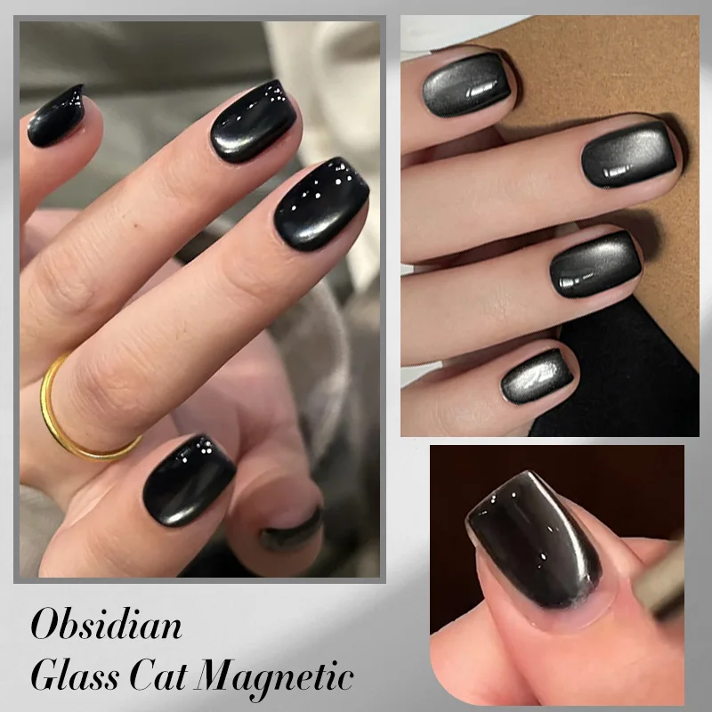 BORN PRETTY Black Gold Cat Magnetic Gel Nail Polish for Glass Nail Art Manicure Design Winter Nails 10ml Varnis Semi Permanent