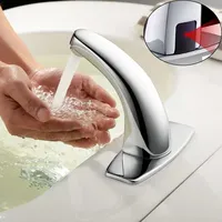 Automatic Infrared Smart Touch Water Tap Hands Free Sensor Faucet Inductive Water Tap Kitchen Bathroom Deck Mount Sink Faucets