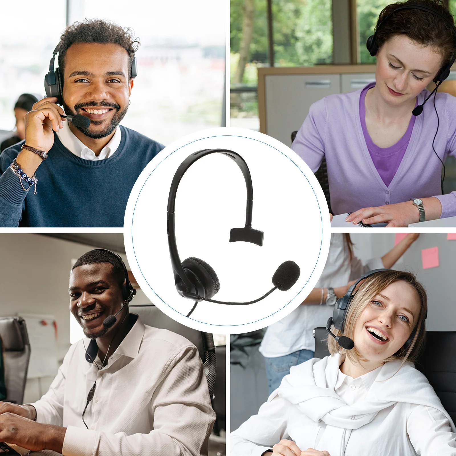 

USB Headset with Microphone Adjustable Volume Mute Control Call Center Headset for Online Courses Telephone Headsets