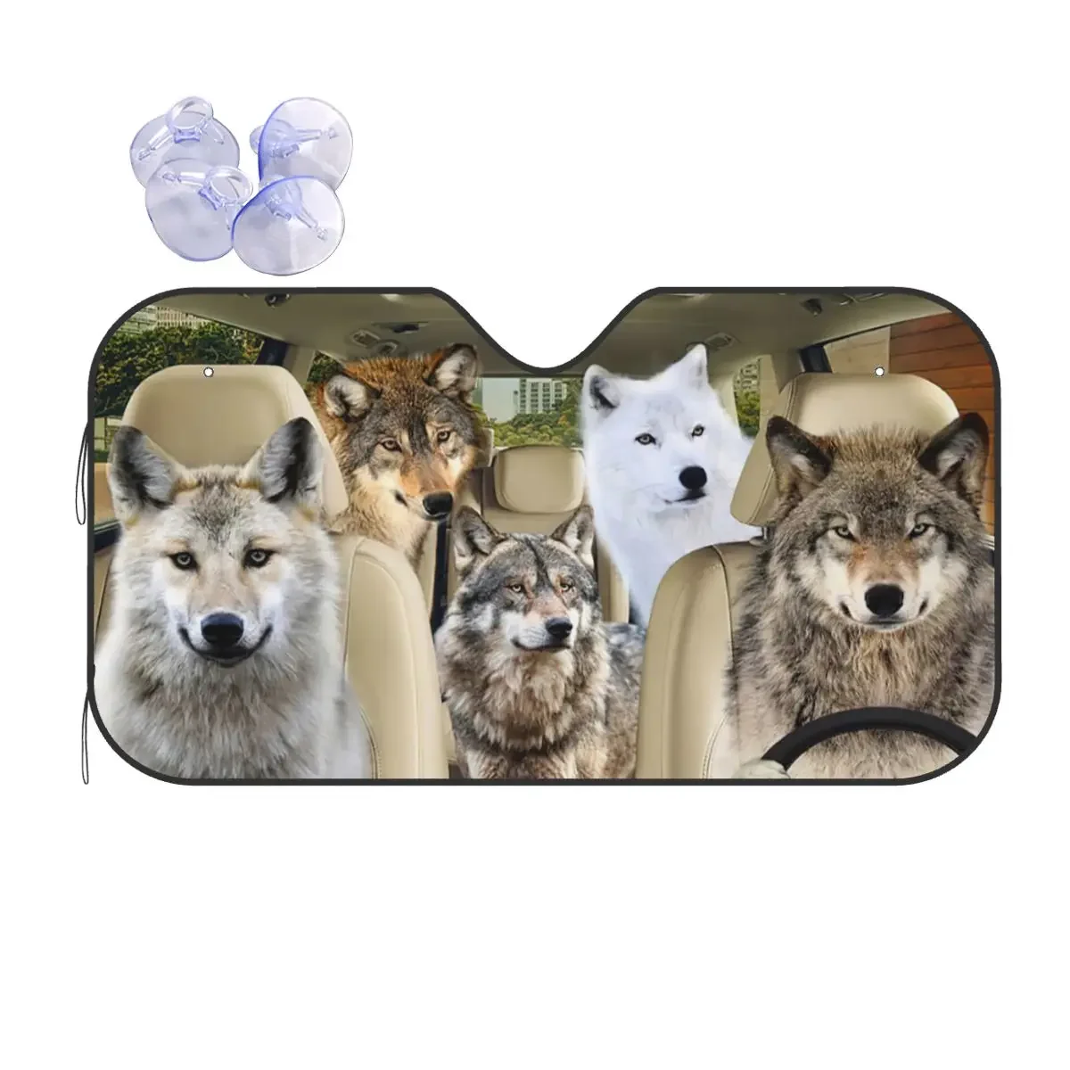 Wolf Driver Windshield Sunshade Animals Novelty Cover Front Block Window 70x130cm Sun Visor Solar Protect