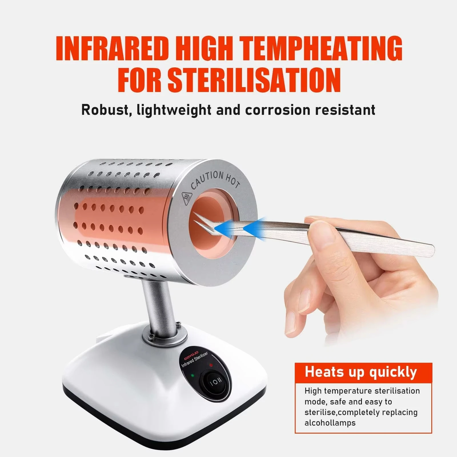 Lab Infrared 14/35mm Inoculation Loop Sterilizer 400°C-825°C High Temperature Disinfection 5-7 Seconds Rapid Sterilization