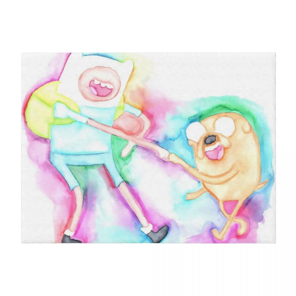 

Finn and Jake watercolor Throw Blanket Plush manga Flannel Loose Blankets