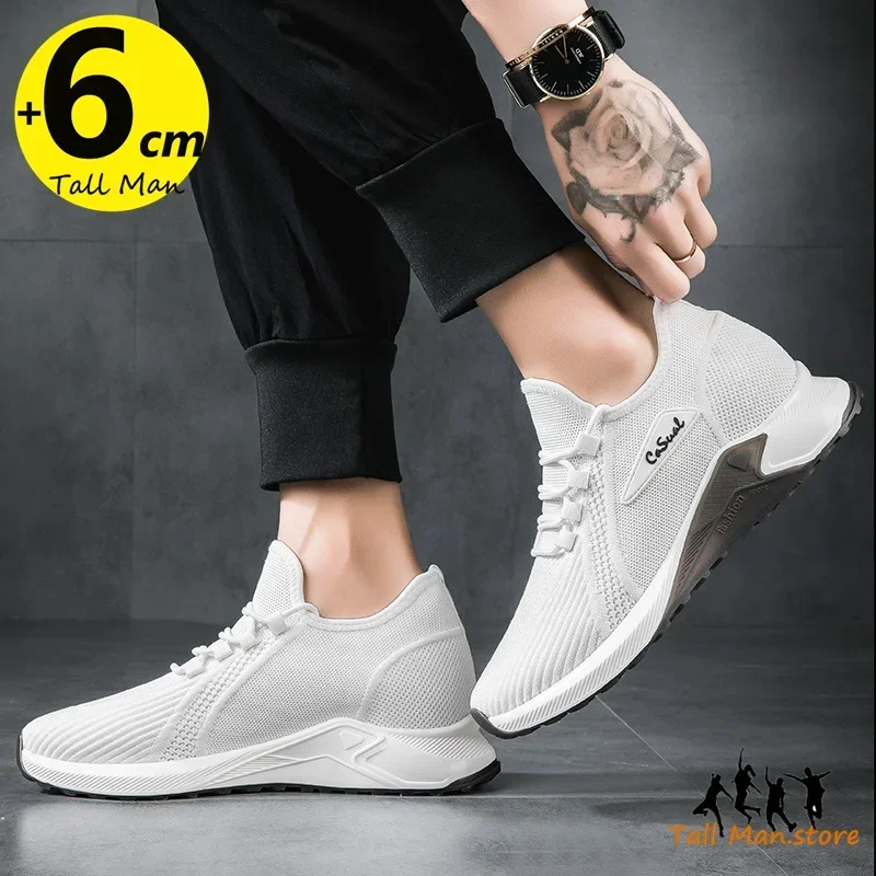 Zapatillas de deporte para hombre, plantilla para aumentar la altura, 6cm, moda de ocio