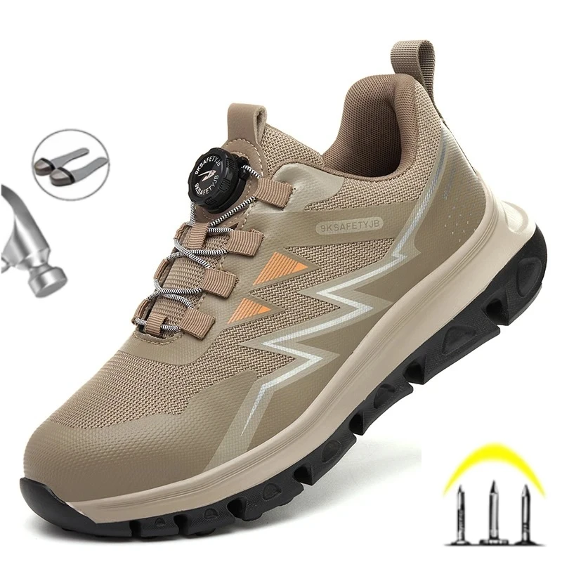 

New Fashion Men Safety Shoes Steel Toe Work Sneakers Lightweight Breathable Puncture Proof Industrial Construction Boots Male