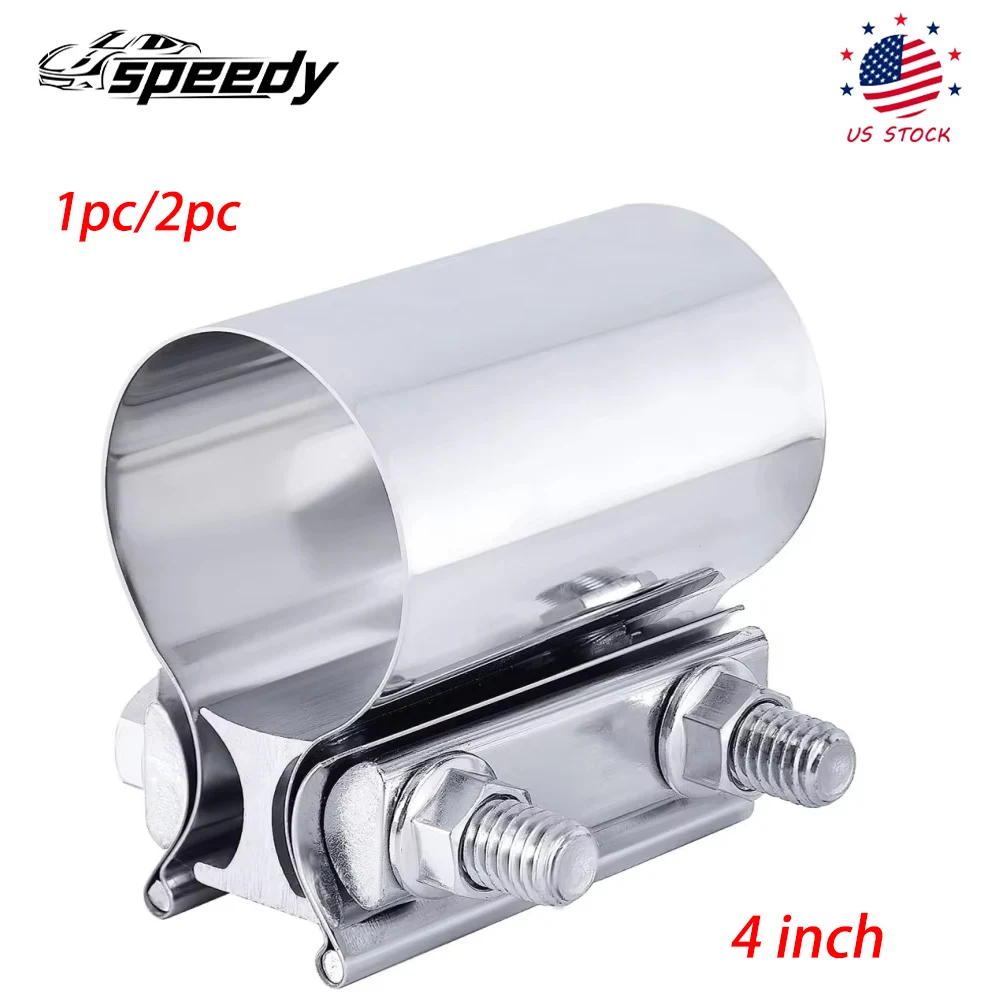 1 قطعة/2 قطعة 4 بوصة T304 الفولاذ المقاوم للصدأ بعقب مشترك الفرقة العادم المشبك كم المقرنة الفضة