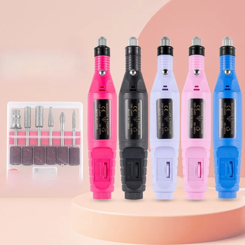 Trapano elettrico per unghie Penna per manicure portatile Batteria ricaricabile 5 impostazioni di velocità Lucidatore per unghie