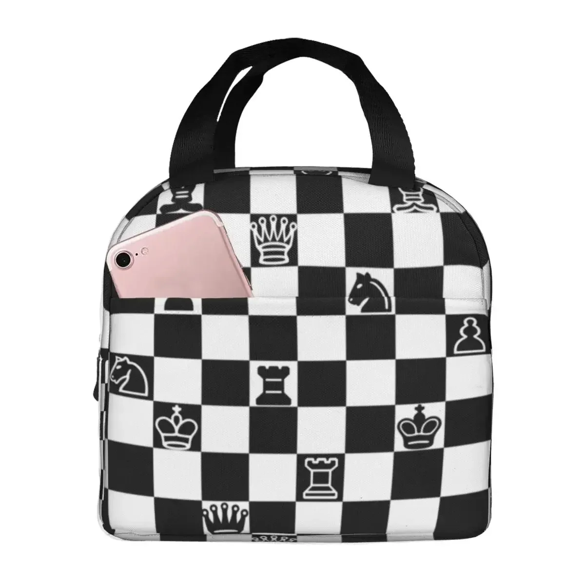 Chess Insulated Lunch Bags for Work School Chessboard Game Portable Cooler Thermal Bento Box