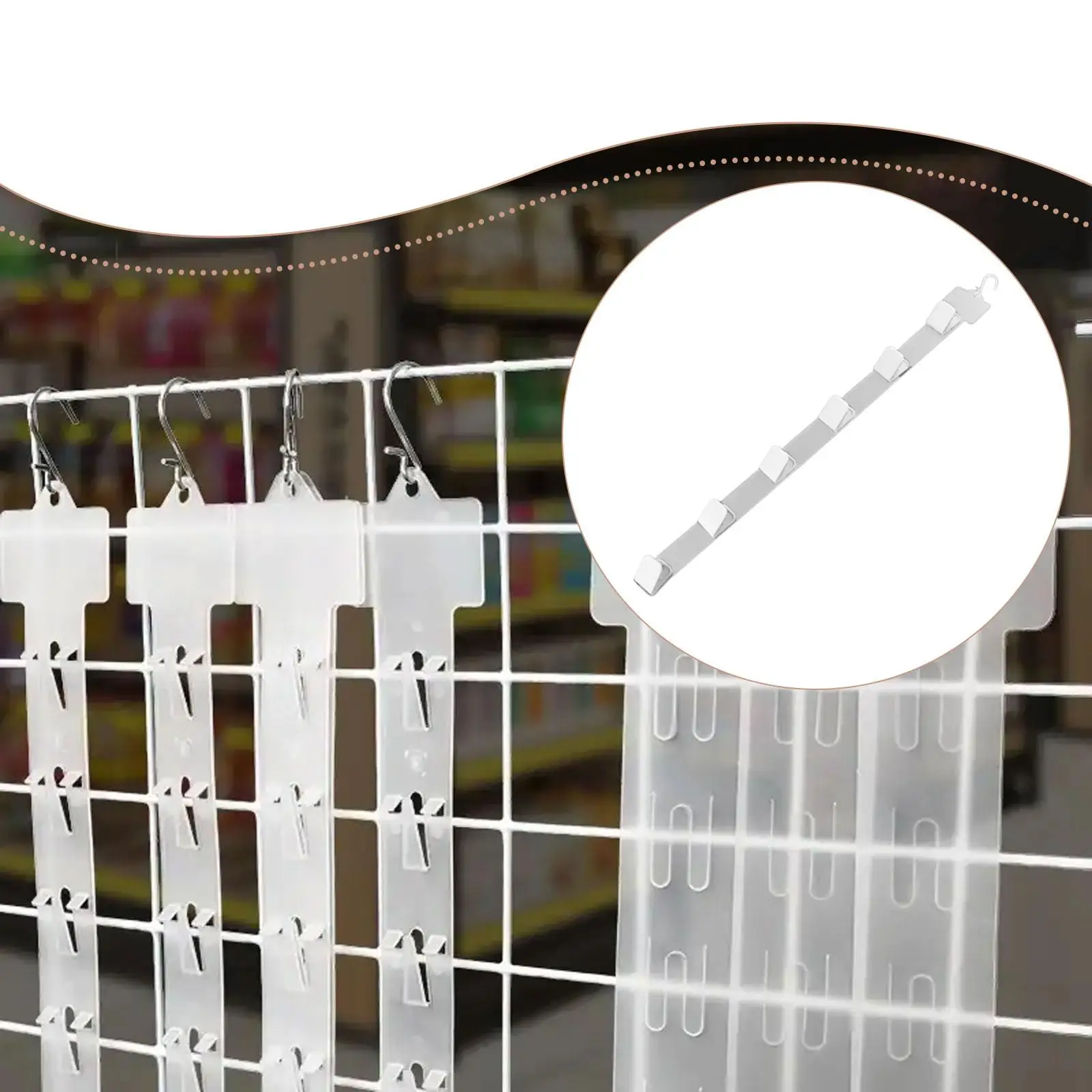 Merchandising Shelf Strip Clip with 6 Clips Length 67.5cm Packaged Snacks Organizer