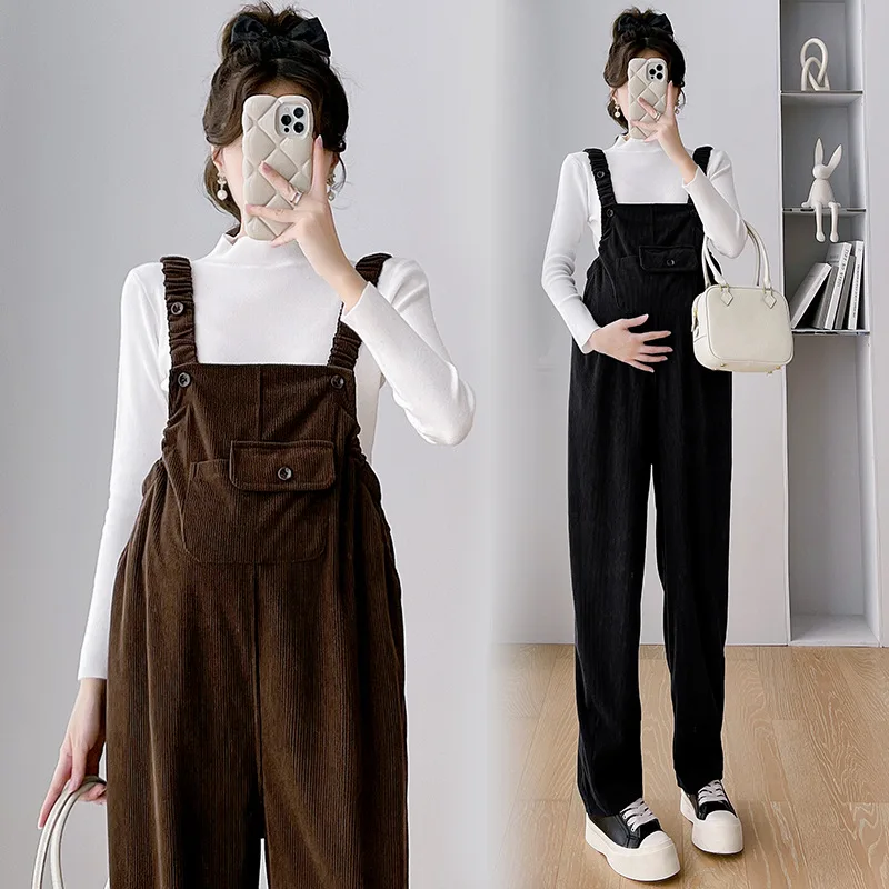 Winter Warm New Womens Jumper Corduroy Overalls Loose Romper Oversize Ladies Jumpsuit Pockets Pants Plus Size