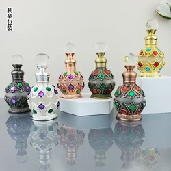 15ML Perfume Bottle Vintage Metal Arab Style Essential Oils Dropper Bottle Container Middle East Weeding Decoration Gift Bottle