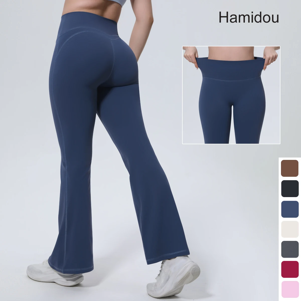 Hamidou Summer Women Yoga Pants High Stretch Solid Color Peach Buttocks Gym Fitness Pants Running Cycling Quick Drying Yoga Pant