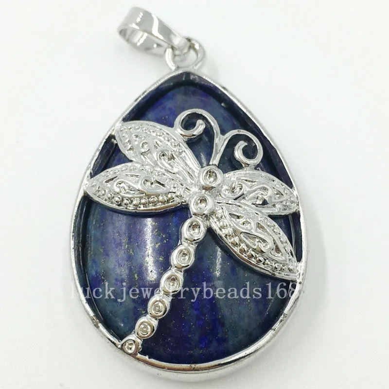 Lapis Lazuli Goldstone Opal Dragonfly Jaspe Pendant Bead WB622b