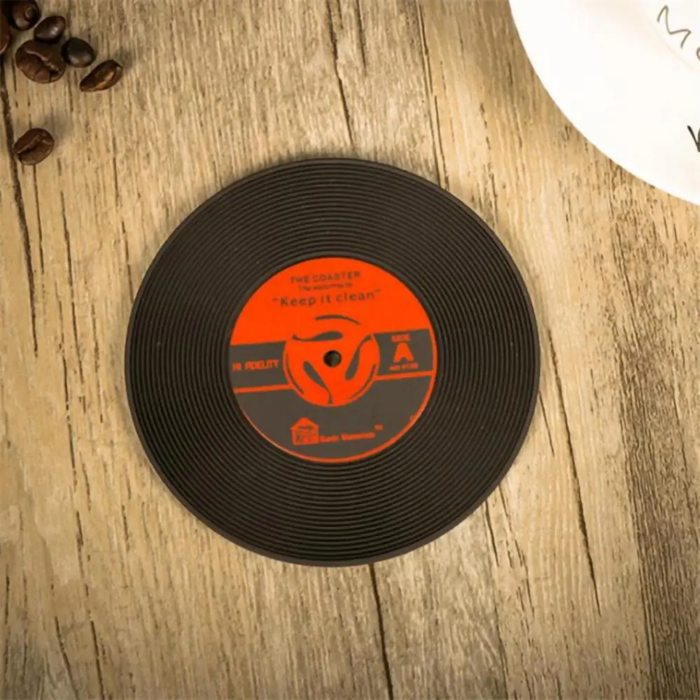 Retro CD Drink Coaster Pad Cup Mat Retro Vinyl Record Cup Coaster Anti-slip Coffee Coasters Music Drink Mug Mat Table Placemat