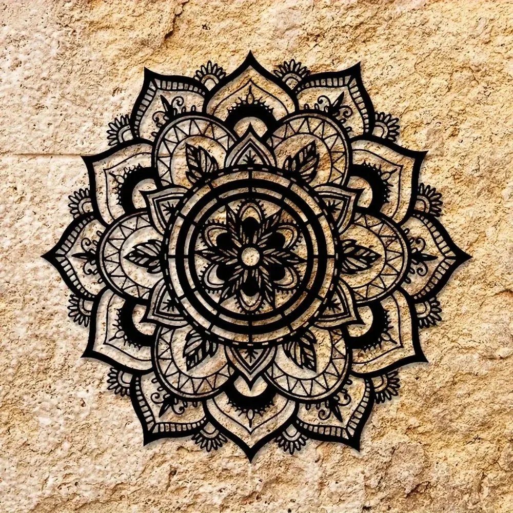 Bohemian Mandala Metal Wall Art Lotus Flower Zen Home Decor Easy Hang Living Room Yoga Studio