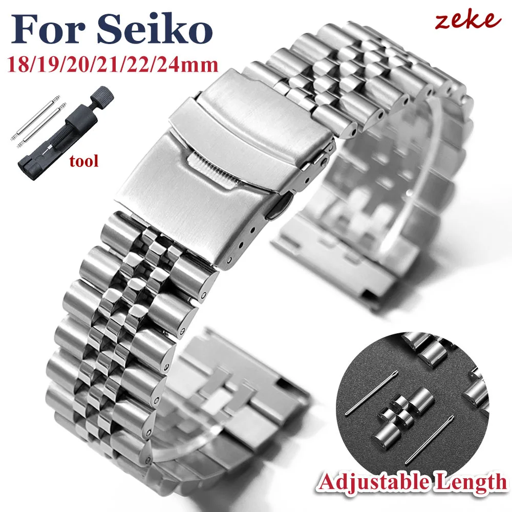 Straight End Stainless Steel Bracelet Belt for Jubilee for Seiko SKX007/009 Metal Watch Band 18mm 19mm 20mm 21mm 22mm 24mm Strap