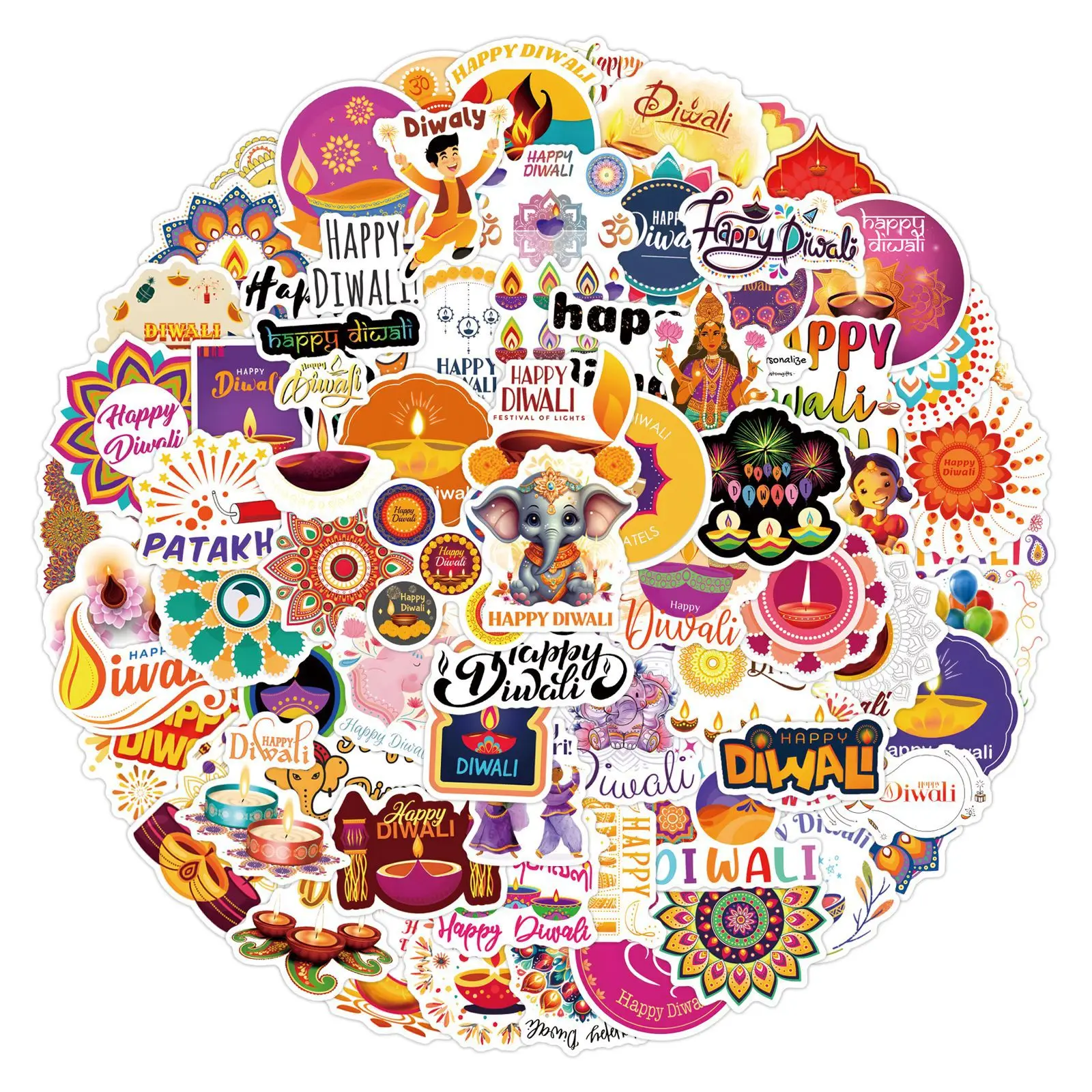 50/110PCS Diwali Cartoon Stickers Funny Graffiti Sticker DIY Scrapbook Luggage Laptop Guitar Car Bike Skateboard Decal Toy