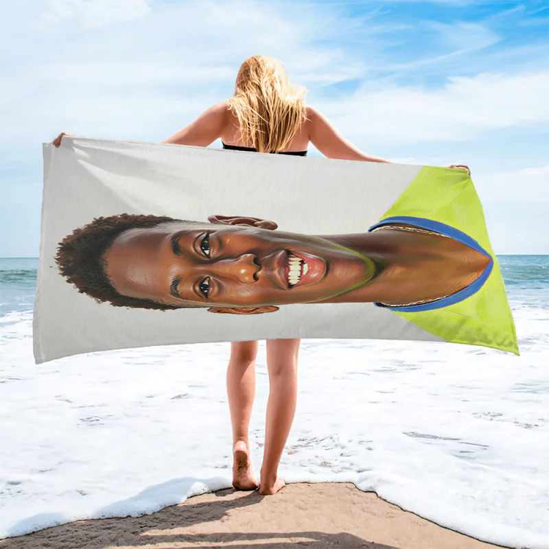 Soccer Player Oil Print Beach Towel Pool Towel Camping Towel Bath Towel Blanket for sports fans outdoor travel shower