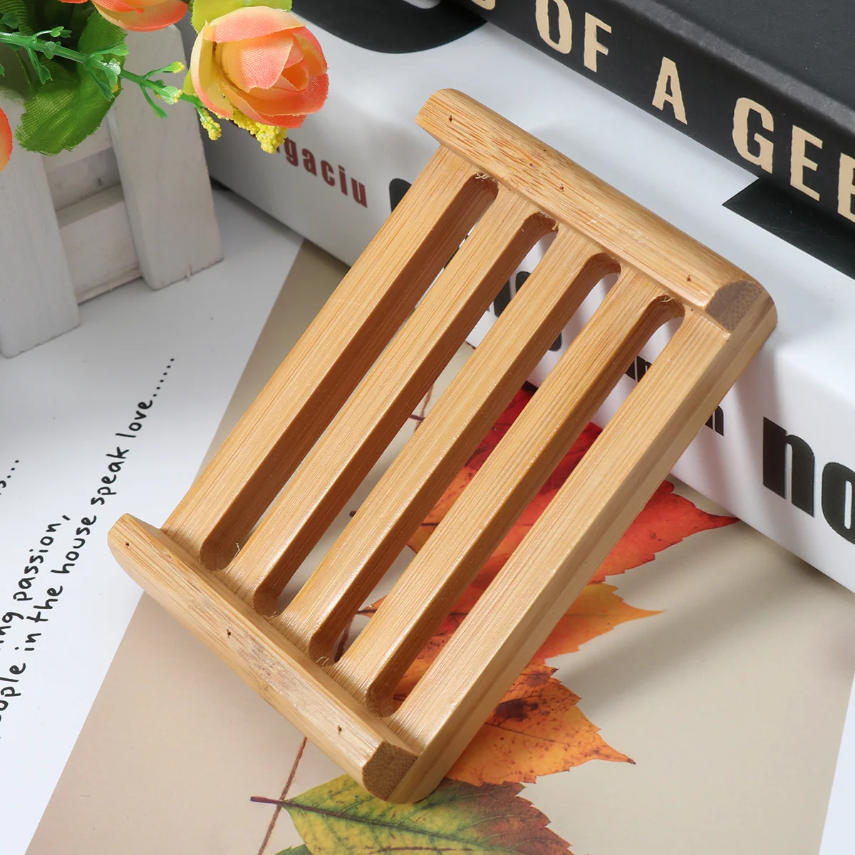 

2Pcs Wooden Soap Box Natural Waterproof Ecofriendly Better Draining Design Bathroom Countertop Soap Tray Holder