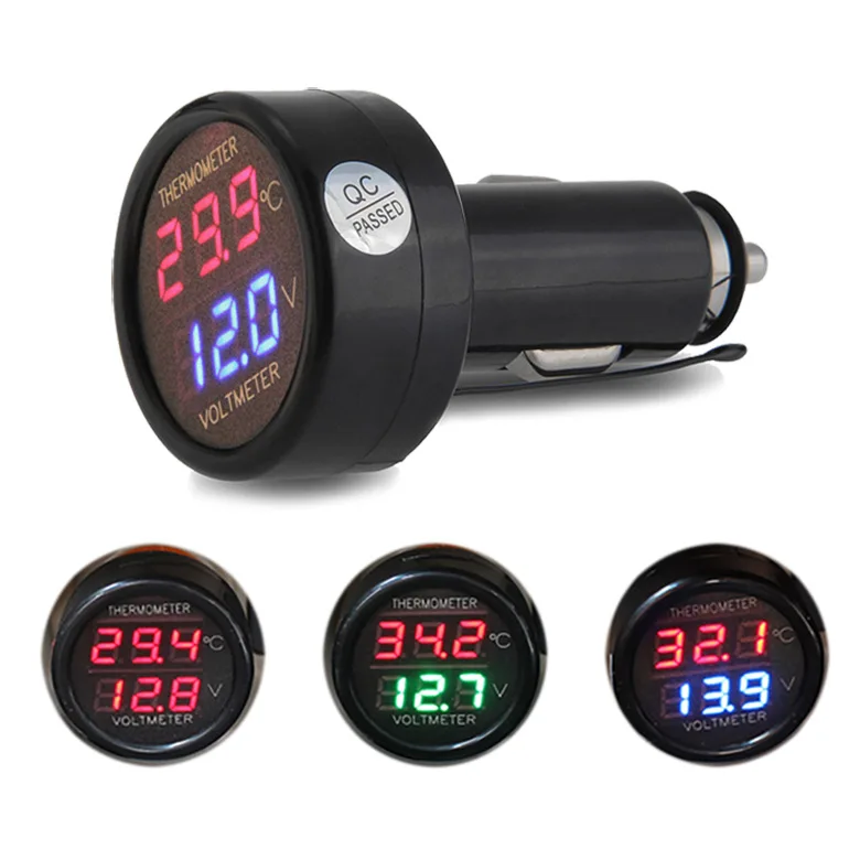 PTV new three-in-one dual display, car car PD QC fast charging car charging cigarette lighter thermometer, voltage meter head